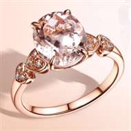 18K橙红摩根石戒指，主石2.85ct，配钻0.06ct，总重2.94g，手寸10#