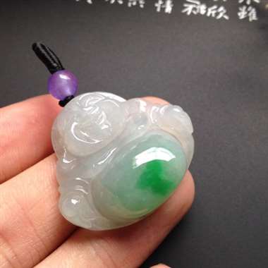 糯冰种阳绿佛公 尺寸28-32-10毫米