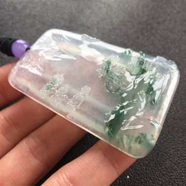 冰起胶飘花山水吊牌