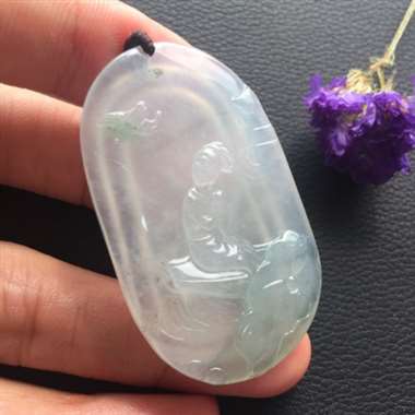 冰种飘花挂件 冰爽干净 玉质细腻饱满