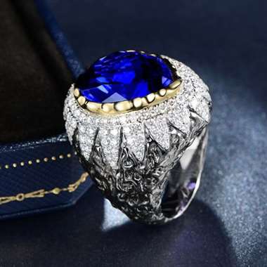 18k镶嵌，主石15.35ct，配钻2.09ct，手寸18#