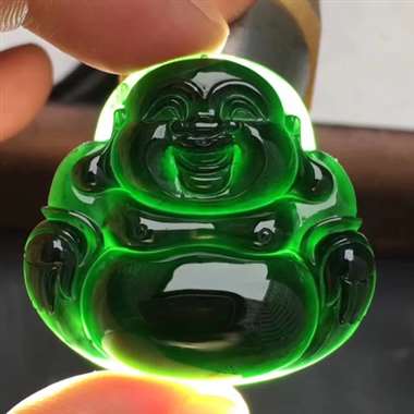 冰种墨翠佛公 