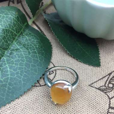 18k黄水晶戒指，主石6.6ct，总重4.55g，手寸12#，