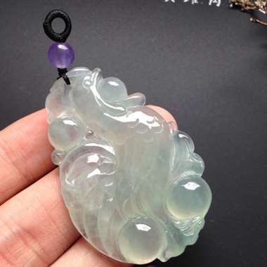 巧雕冰种生肖鸡 尺寸50-35-7毫米
