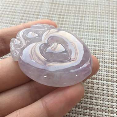 细糯种紫罗兰完美福贝一对，种好，水头足，实物与图片色差不多。尺寸：51.3-40.6-8.4/47.