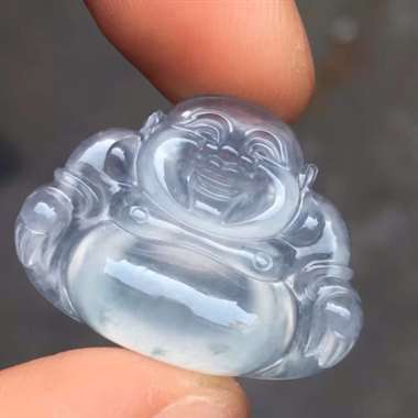 冰种飘彩镶嵌佛：完美无裂纹，种老起胶，雕工精致，色泽漂亮，饱满，尺寸：18.8/25/7.3 ，tm