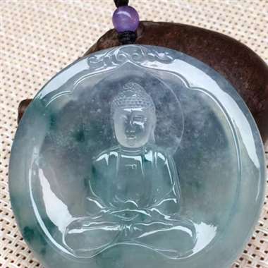 1老坑高冰种飘花《大曰如来佛祖》，冰透完美起光色靓大件