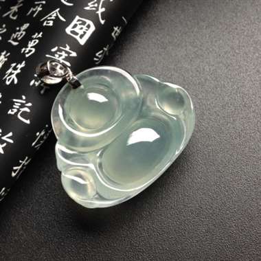 冰种晴水佛公 18K金扣 尺寸28-32-9毫米