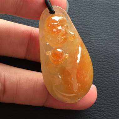 冰种飘红翡 佛挂件 色泽靓丽 玉质细腻饱满