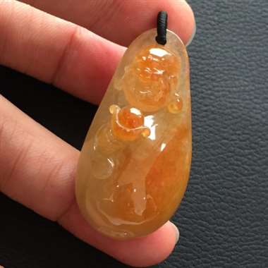 冰种飘红翡 佛挂件 色泽靓丽 玉质细腻饱满