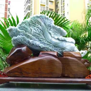 大白菜摆件 精美水润 冰糯 老坑春带彩 精美 招财进宝 财源广进 步步高升 升官发财 精美白菜摆件