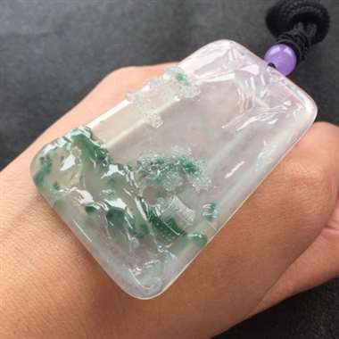 冰起胶飘花山水吊牌
