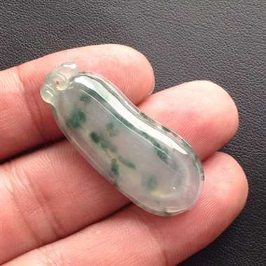 冰种飘花福瓜吊坠 水润通透 完美