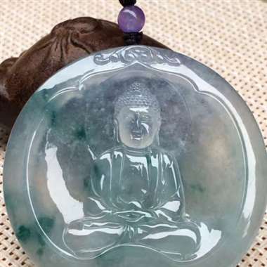 1老坑高冰种飘花《大曰如来佛祖》，冰透完美起光色靓大件