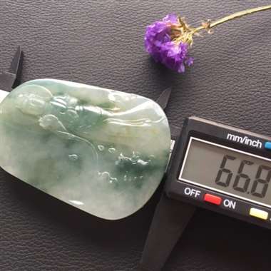 冰糯种飘花观音挂件 细腻饱满 端庄优雅
