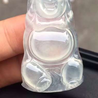 福利！冰种特色元宝佛：完美无裂纹，种老起胶，雕工精致，饱满，尺寸：49.4/25.7/4.8 ，tm