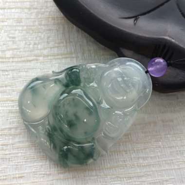 冰种布袋佛，飘花，完美