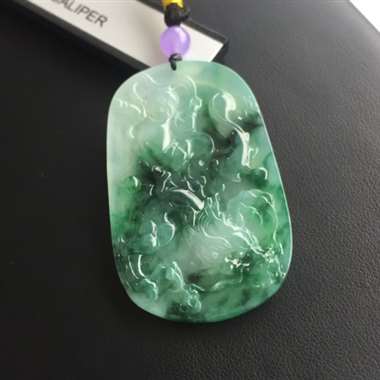 冰种飘花龙牌挂件