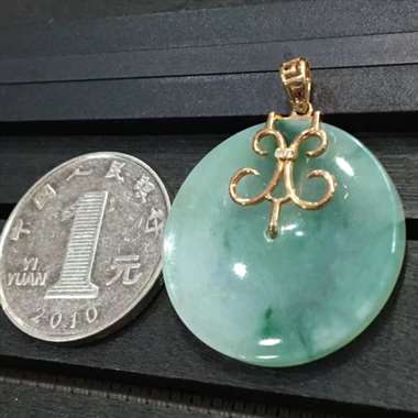 平安扣2，平安吉祥，财源滚滚，冰地光泽，飘兰花，饱满圆润，完美，18k金镶嵌，简约大方，低调奢华，特