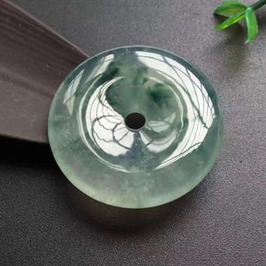 a417:冰种飘花平安扣，尺寸35-5.1