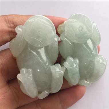 糯种飘黄翡貔貅挂件一对