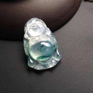 冰种飘蓝花站佛 尺寸30-18-6毫米 冰种飘蓝花站佛 尺寸30-18-6毫米