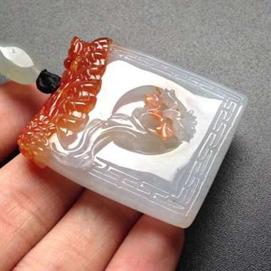 巧雕红翡花开富贵 尺寸44-40-6毫米