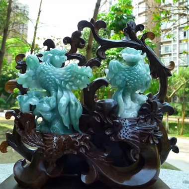特色带底色 英明神武 比翼双飞 成双成对 摆件 寓意好 种水杠杠 栩栩如生 颜色靓丽 精巧 线条优