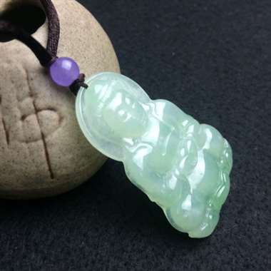 冰种浅绿底色飘绿观音，种水很棒，水润怡人，一看就让人觉得心灵平静～21