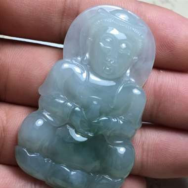 糯种飘蓝花正装观音 肉质细腻清爽 种水足 完美无裂 实物更美
