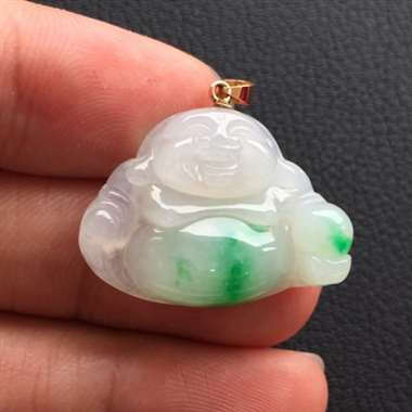 冰糯种飘花笑佛挂件 色泽靓丽 底细干净