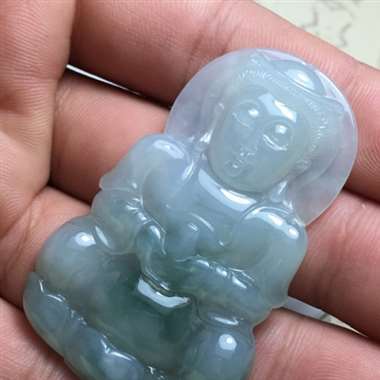糯种飘蓝花正装观音 肉质细腻清爽 种水足 完美无裂 实物更美