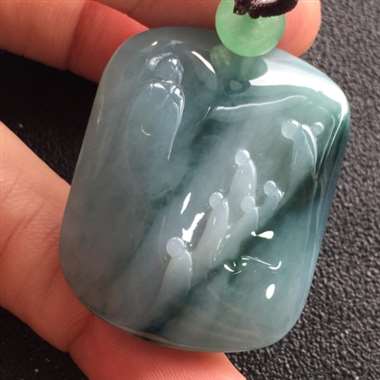 冰糯种飘花求道挂件