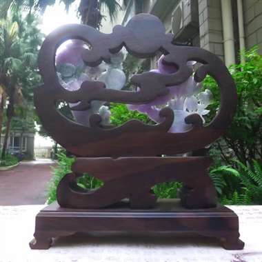 翡翠A货老坑水润紫气东来龙凤呈祥寿比南山龙凤杯摆件 约裸石尺寸：170/130/12*173/130