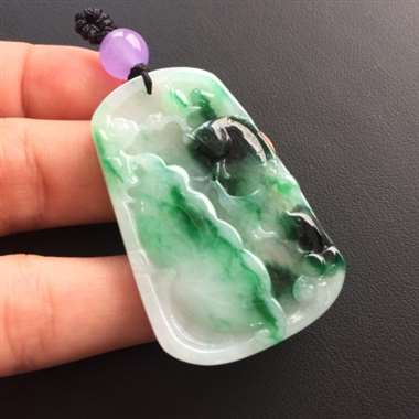 冰种飘绿年年有余挂件