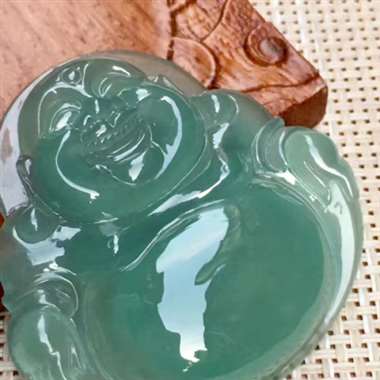 1老坑冰种晴水底《大坐佛》，冰透完美起光大件巴掌大