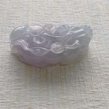 冰种淡紫招财貔貅吊坠 水润完美