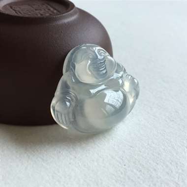 冰种 笑佛 冰种 整体有底色 质地细腻 水润 种老 起光 起胶 开脸喜庆 大肚饱满 佩戴漂亮 无纹裂