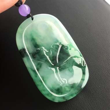 冰种飘花龙牌挂件