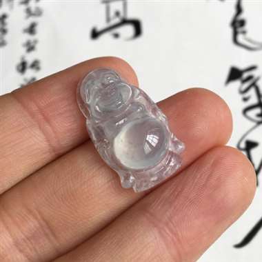冰种 佛公 起光 冰种 整体质地细腻 水润 种老 水头足 大肚饱满 起光 少棉 无纹裂 尺寸 26x