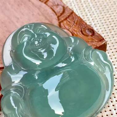 2老坑冰种晴水底《大坐佛》，冰透完美起光大件巴掌大