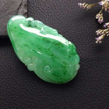 冰种晴水绿飘花财运连连吊坠 水润色辣 完美