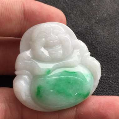 糯种飘绿花佛公挂件