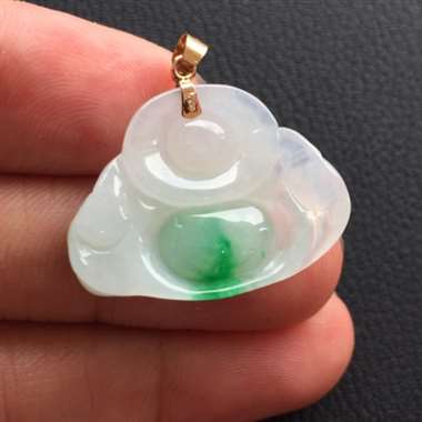 冰糯种飘花笑佛挂件 色泽靓丽 底细干净