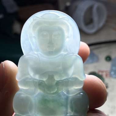 糯种飘蓝花正装观音 肉质细腻清爽 种水足 完美无裂 实物更美