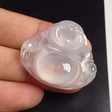 荧光白冰佛，尺寸28*31.5*8 完美无瑕，底子洁白干净，种老水足，圆润饱满，起荧起胶，可直接佩戴