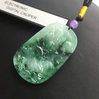 冰种飘花龙牌挂件