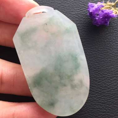 冰种飘花悟道牌挂件