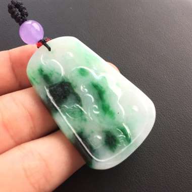 冰种飘绿年年有余挂件