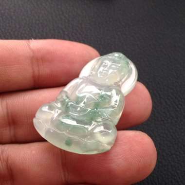 冰种飘花观音吊坠 水润通透